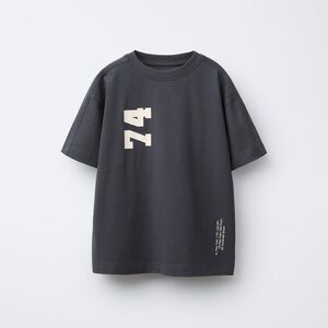 Zara Kids Charcoal Tee with Cream Graphic